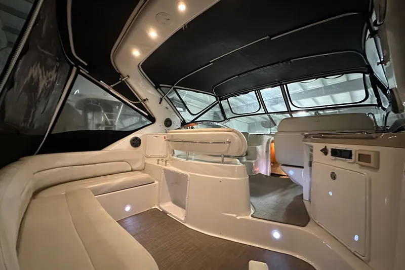 .38 Special Yacht Photos Pics 2004 Regal Commodore 3860 yacht interior with seating and modern amenities.