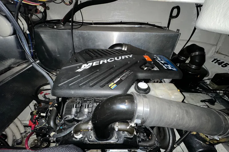 .38 Special Yacht Photos Pics Engine compartment of a 2004 Regal Commodore 3860 with Mercury engine.