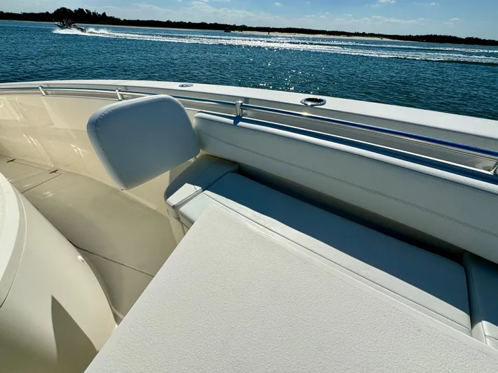  Yacht Photos Pics 2020 Cobia 350 Center Console boat interior with ocean view.
