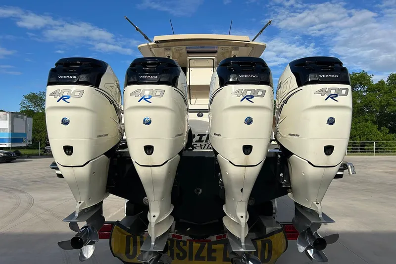  Yacht Photos Pics 2019 Scout 420 LXF with four Mercury Verado 400R outboard engines.