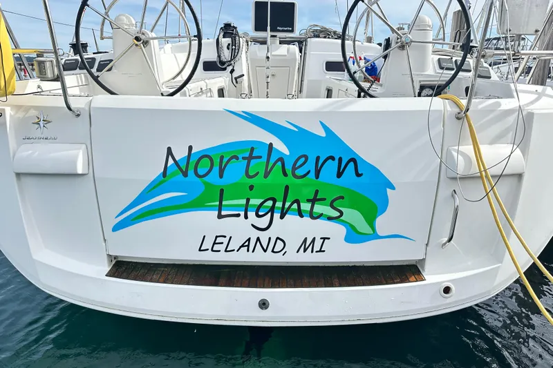 Northern Lights Yacht Photos Pics 2015 Jeanneau Sun Odyssey 469 sailboat named "Northern Lights" docked in Leland, MI.