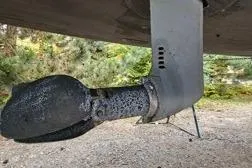 Northern Lights Yacht Photos Pics 2015 Jeanneau Sun Odyssey 469 sailboat propeller and rudder detail.