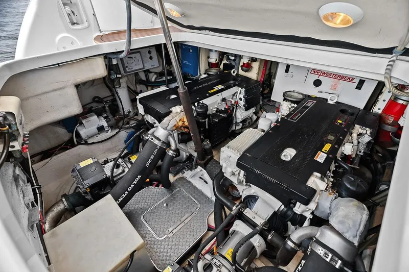 Pura Vida Yacht Photos Pics Engine room of a 2008 Formula 40 Performance Cruiser with Volvo Penta components.