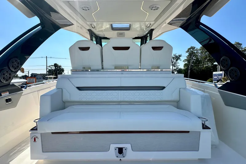  Yacht Photos Pics 2026 Tiara Yachts 34 LS interior with luxurious seating and modern design.