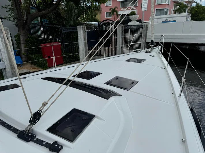 Pura Vida Yacht Photos Pics 2022 Dufour 530 yacht deck with sleek design and modern fittings.