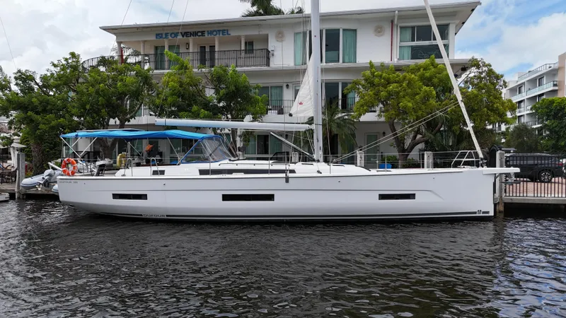 Pura Vida Yacht Photos Pics 2022 Dufour 530 sailboat docked near Isle of Venice Hotel.