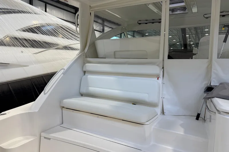  Yacht Photos Pics 2023 Tiara Yachts 43 Open interior with white seating and modern design.