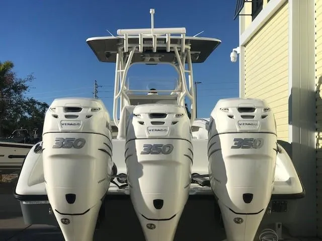  Yacht Photos Pics 2019 Yellowfin 34 Offshore boat with triple 350 horsepower engines.