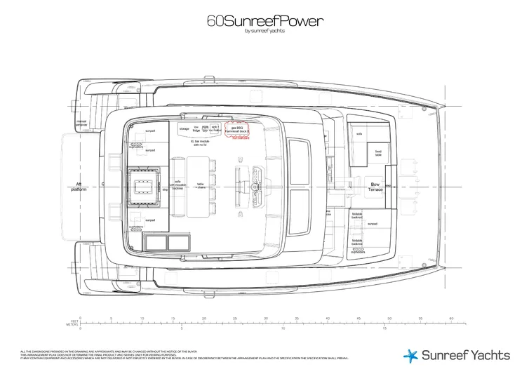 Yacht Photos Pics Sunreef 60 Power 2026 yacht floor plan with detailed layout and design features.