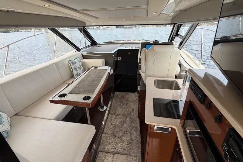Mj Yacht Photos Pics Luxurious interior of a 2019 Carver C34 yacht with modern amenities.