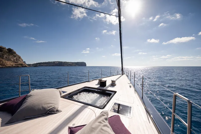 Ngoni Yacht Photos Pics Luxury yacht Royal Huisman Dubois Mega Sloop on open sea, built in 2017.