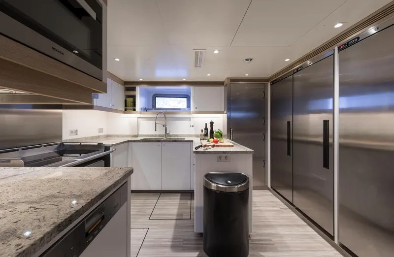 Ngoni Yacht Photos Pics Modern kitchen on Royal Huisman Dubois Mega Sloop 2017.
