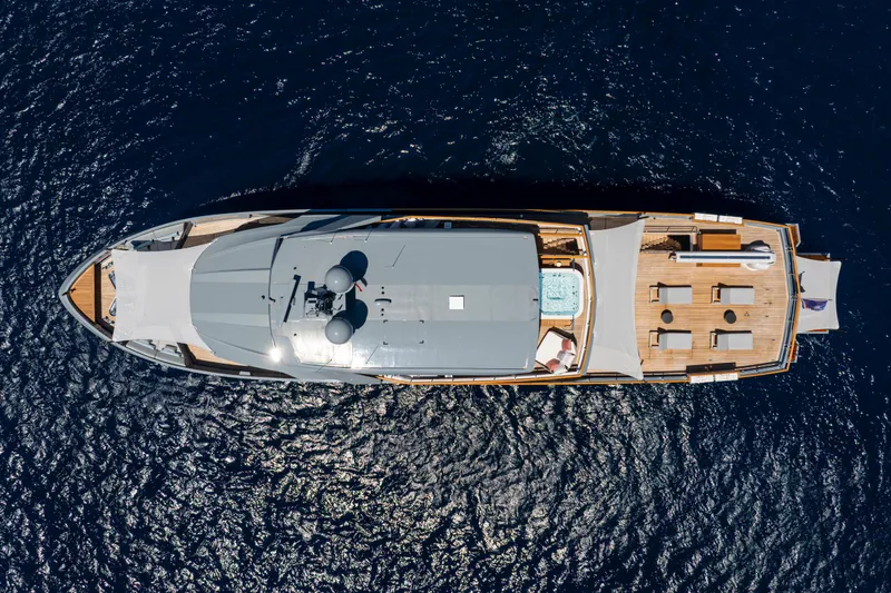 37xp-17 Yacht Photos Pics Aerial view of 2026 Numarine 37XP-17 yacht on open water.