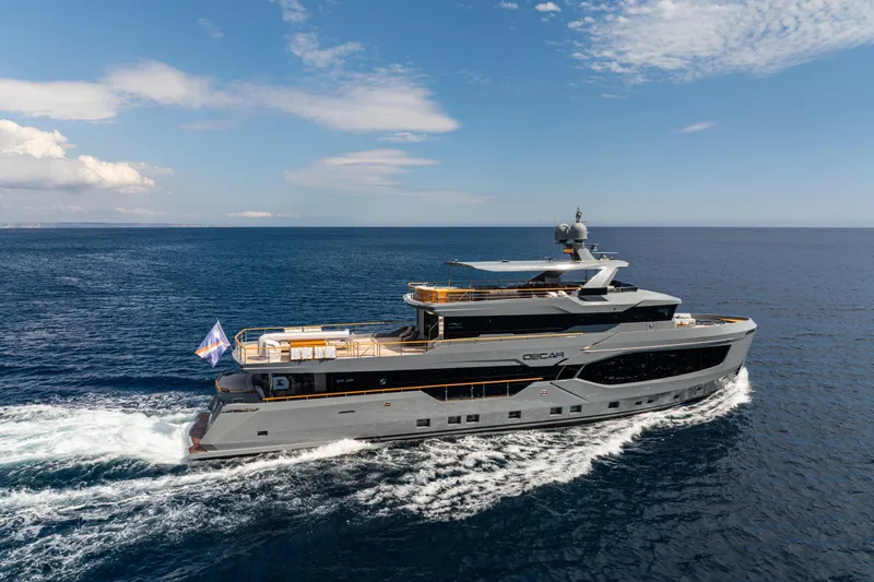 37xp-17 Yacht Photos Pics Luxurious 2026 Numarine 37XP-17 yacht cruising on open sea under clear skies.