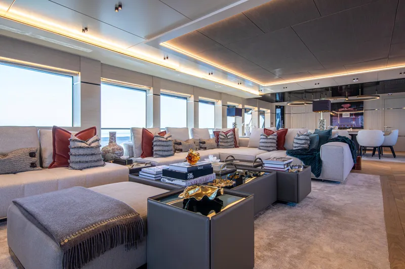 37xp-17 Yacht Photos Pics Luxurious interior of 2026 Numarine 37XP-17 yacht with elegant seating and modern decor.