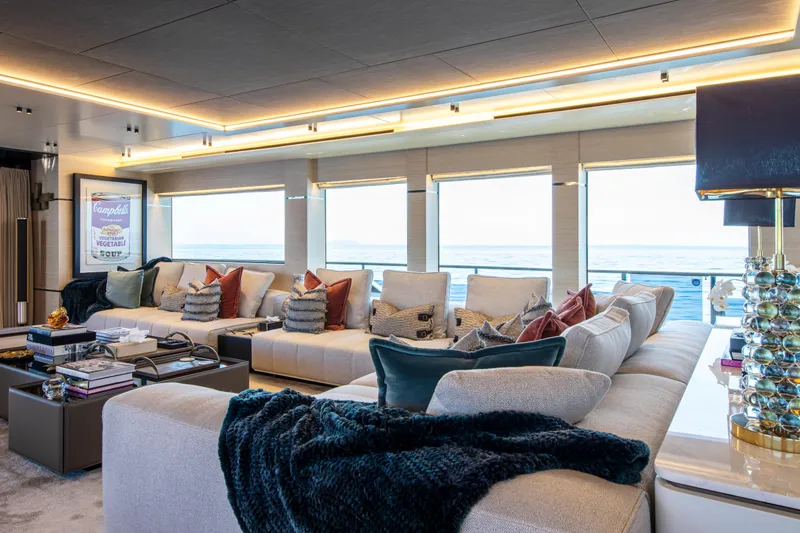 37xp-17 Yacht Photos Pics Luxurious interior of 2026 Numarine 37XP-17 yacht with plush seating and ocean view.