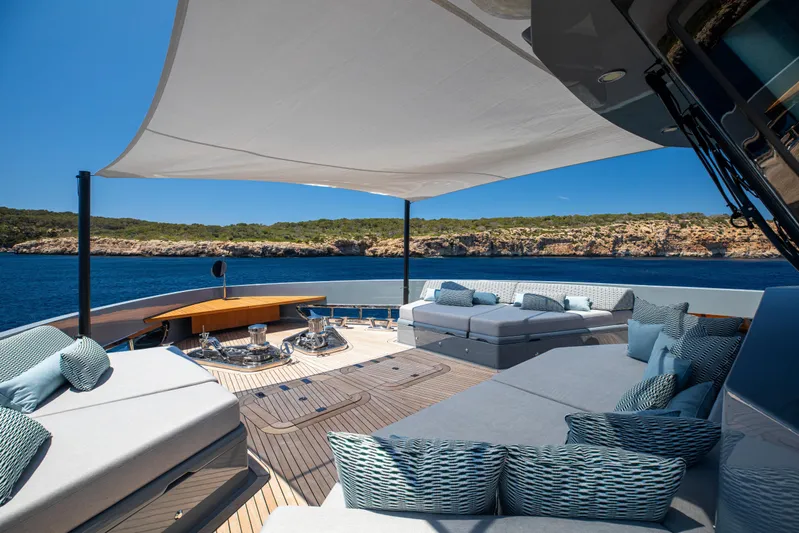 37xp-17 Yacht Photos Pics Luxurious deck of 2026 Numarine 37XP-17 yacht with elegant seating and ocean view.
