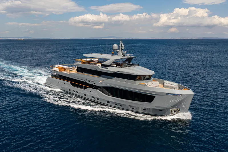 37xp-17 Yacht Photos Pics Luxurious 2026 Numarine 37XP-17 yacht cruising on open sea under clear skies.