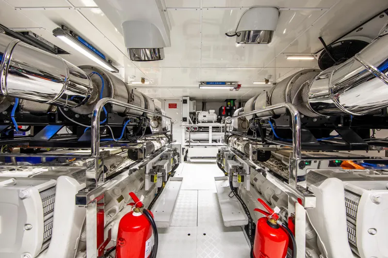 37xp-17 Yacht Photos Pics Engine room of 2026 Numarine 37XP-17 yacht, featuring advanced machinery and safety equipment.