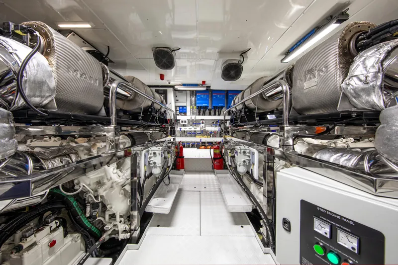 37xp-17 Yacht Photos Pics Engine room of 2026 Numarine 37XP-17 yacht, featuring advanced machinery and control panels.