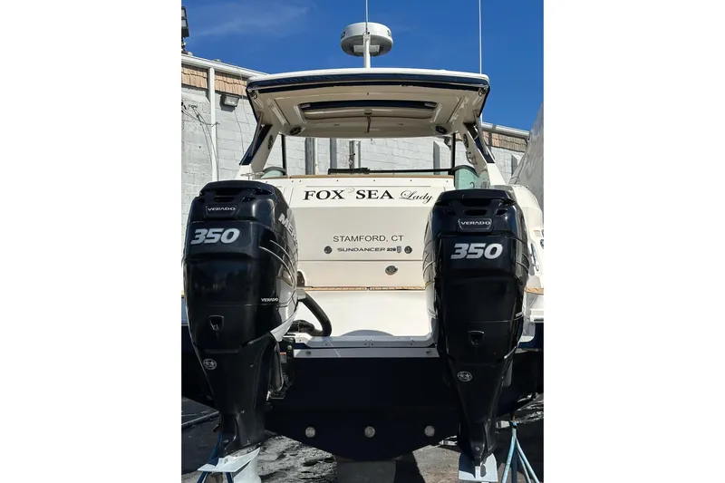  Yacht Photos Pics 2020 Sea Ray Sundancer 320 Outboard with twin Mercury Verado 350 engines, docked in Stamford, CT.