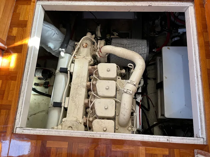  Yacht Photos Pics Engine compartment of a 1990 Grand Banks 32 Trawler.