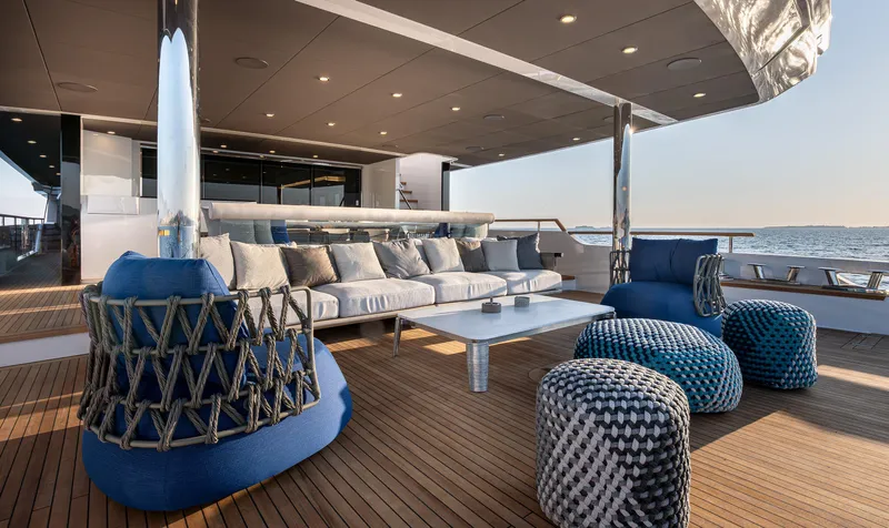 Numarine 40mxp Yacht Photos Pics Luxurious deck of 2026 Numarine 40MXP yacht with modern seating and ocean view.