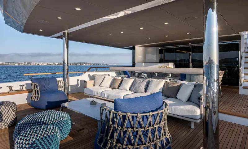 Numarine 40mxp Yacht Photos Pics Luxurious deck of 2026 Numarine 40MXP yacht with modern seating and ocean view.