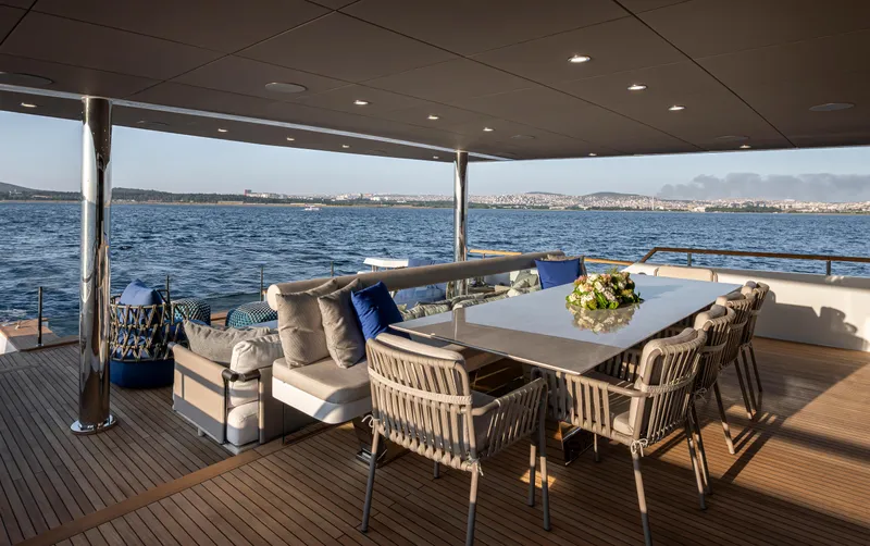 Numarine 40mxp Yacht Photos Pics Luxurious 2026 Numarine 40MXP yacht deck with elegant seating and ocean view.