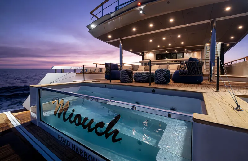 Numarine 40mxp Yacht Photos Pics Luxurious 2026 Numarine 40MXP yacht at sunset, featuring elegant deck and illuminated pool.