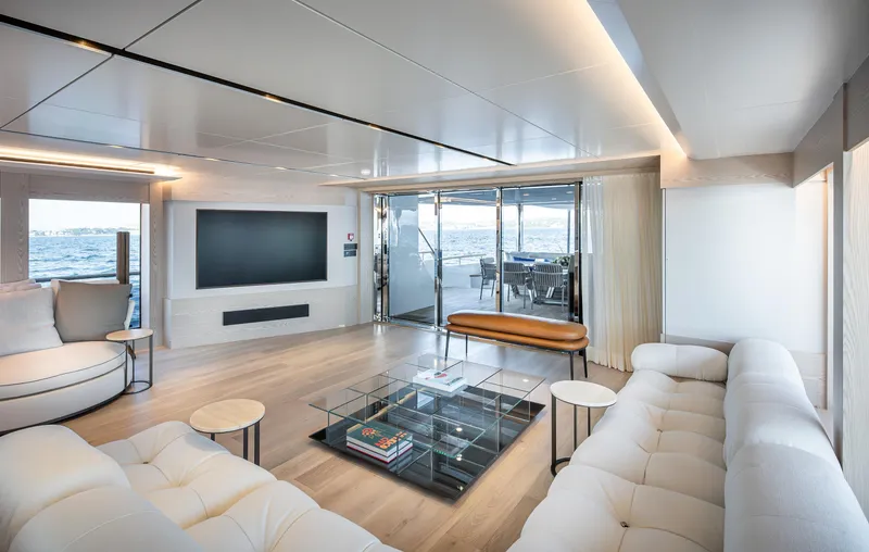 Numarine 40mxp Yacht Photos Pics Luxurious interior of 2026 Numarine 40MXP yacht with modern furnishings and ocean view.