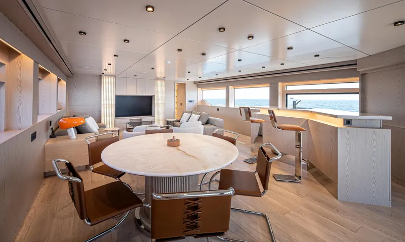 Numarine 40mxp Yacht Photos Pics Luxurious interior of 2026 Numarine 40MXP yacht with modern furnishings and ocean view.