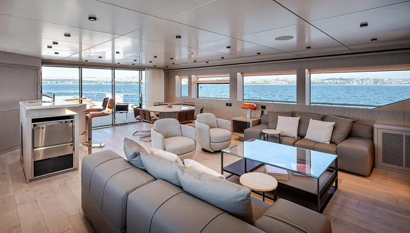 Numarine 40mxp Yacht Photos Pics Luxurious interior of 2026 Numarine 40MXP yacht with modern furnishings and ocean view.