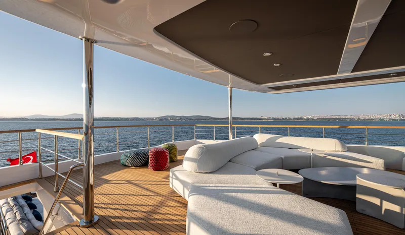 Numarine 40mxp Yacht Photos Pics Luxurious deck of 2026 Numarine 40MXP yacht with modern seating and ocean view.