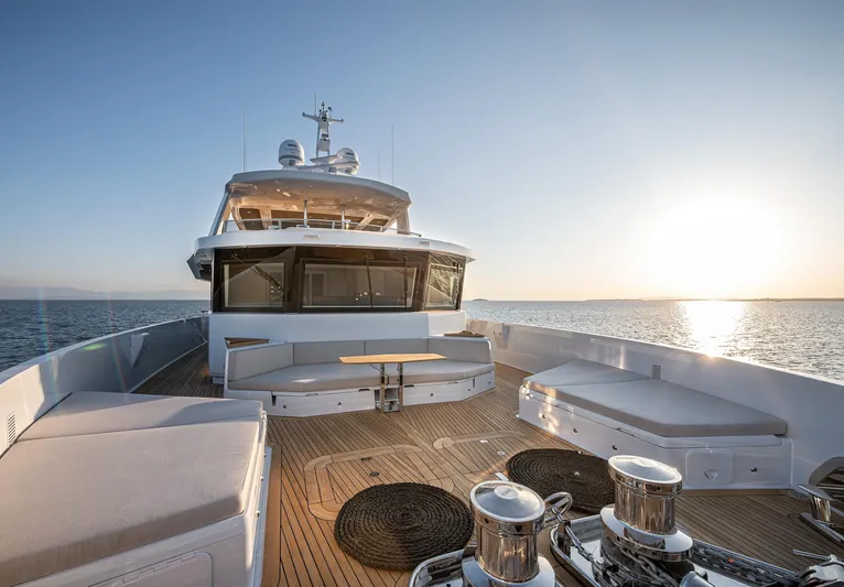 Numarine 40mxp Yacht Photos Pics Luxurious 2026 Numarine 40MXP yacht deck at sunset, featuring elegant seating and ocean views.