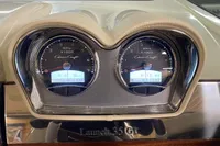 2024 Chris-Craft Launch 35GT dashboard with dual RPM gauges and digital displays.