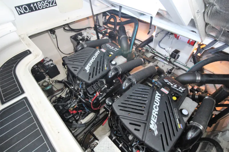  Yacht Photos Pics Engine room of 2006 Sea Ray 340 Sundancer with twin Mercury engines.