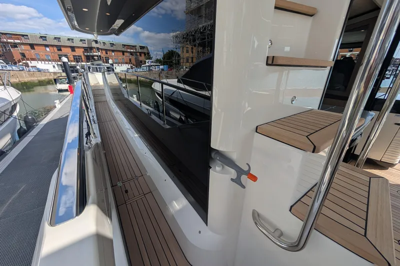 In Stock Yacht Photos Pics 2025 Absolute Navetta 53 yacht deck with sleek design and modern finishes.