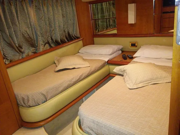  Yacht Photos Pics Luxurious twin cabin interior of 2009 Azimut 62 Evolution yacht.