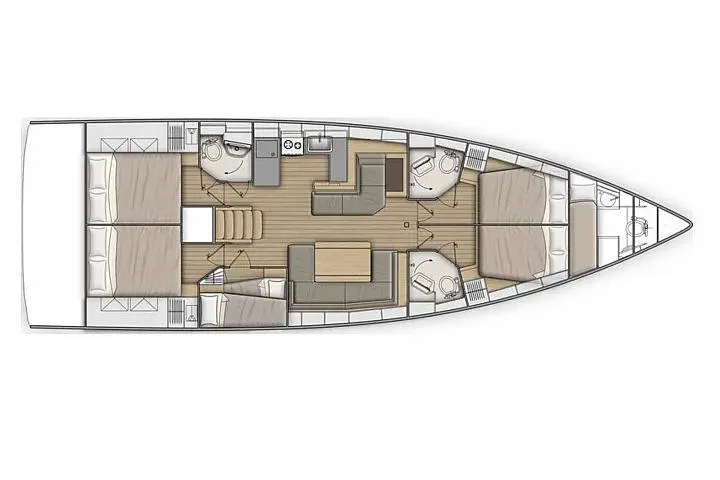  Yacht Photos Pics Floor plan of 2023 Beneteau Oceanis 51.1 yacht, featuring spacious cabins and modern amenities.
