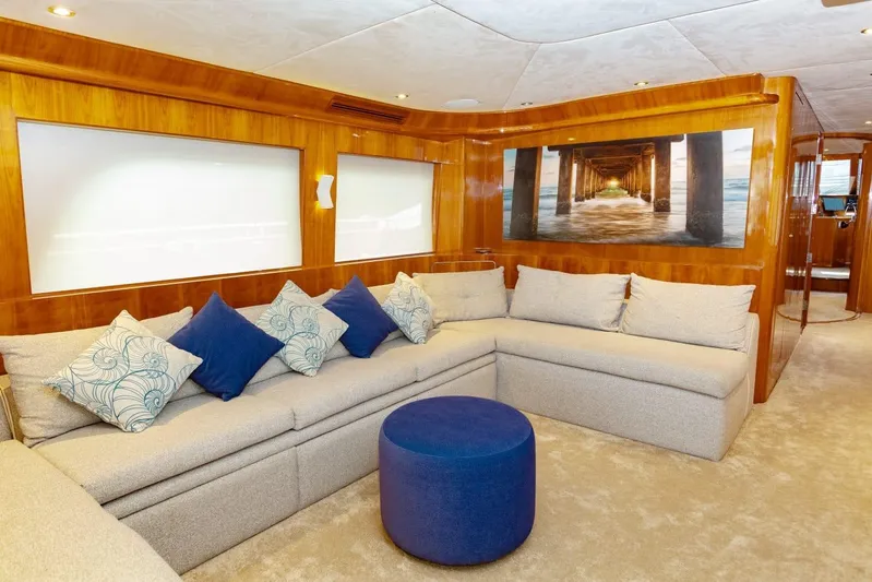 Alegre Yacht Photos Pics Luxurious interior of 2004 Symbol M.S Super 88 Motoryacht with plush seating and elegant decor.