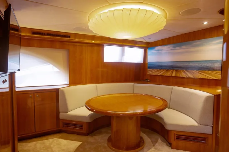 Alegre Yacht Photos Pics Luxurious interior of 2004 Symbol M.S Super 88 Motoryacht with elegant seating and decor.