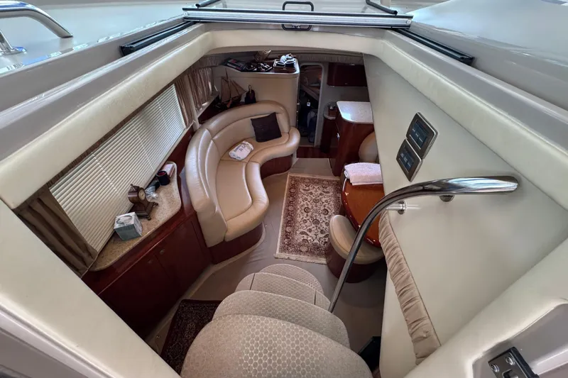 Marlys Kay Yacht Photos Pics Interior of 2004 Sea Ray 390 Motor Yacht with elegant seating and decor.