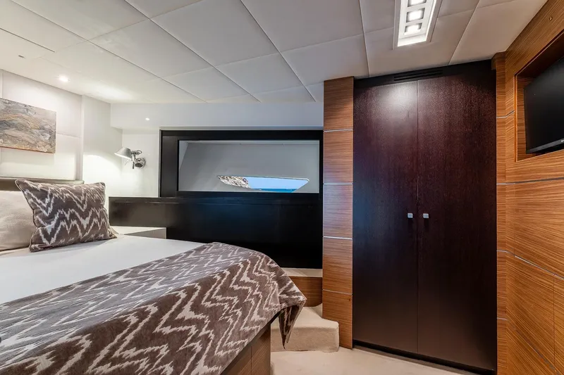  Yacht Photos Pics Luxurious bedroom interior of 2008 Astondoa 76 GLX yacht with modern design elements.