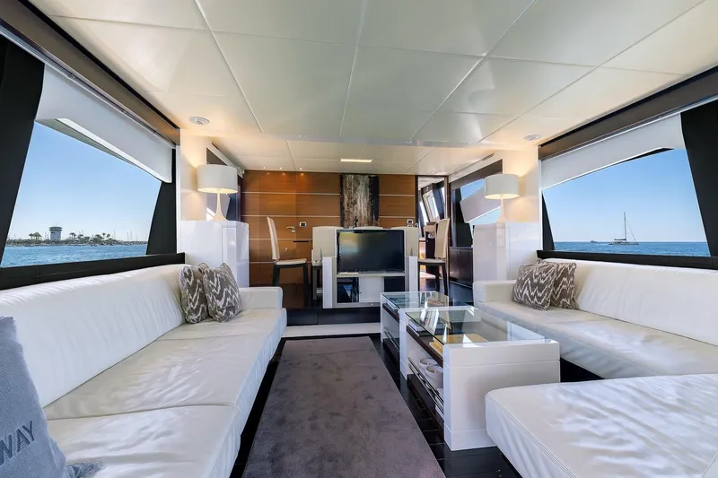  Yacht Photos Pics Luxurious interior of 2008 Astondoa 76 GLX yacht with elegant seating and ocean view.