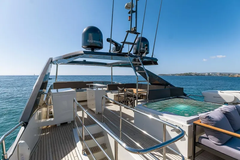  Yacht Photos Pics Luxurious 2008 Astondoa 76 GLX yacht with spacious deck and ocean view.