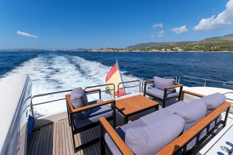  Yacht Photos Pics Luxury Astondoa 76 GLX yacht deck with ocean view, 2008 model.