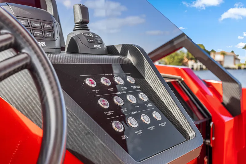  Yacht Photos Pics Control panel of 2021 Wally 48 yacht with navigation and service buttons.