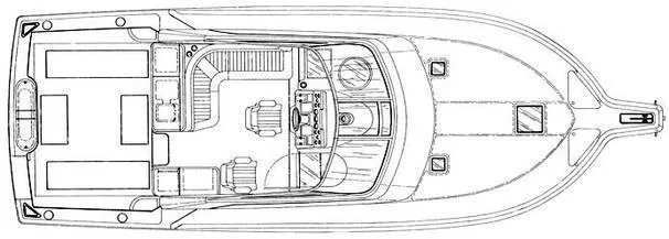 Christine Elizabeth Yacht Photos Pics Top view layout of a 2002 Rampage 38 Express boat.