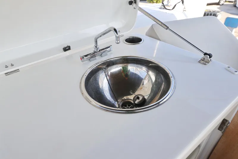Neo Yacht Photos Pics Stainless steel sink on 2022 Beneteau Monte Carlo 52 yacht deck.